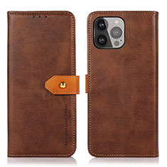 Leather Case Stands Flip Cover L29 Holder for Apple iPhone 13 Pro Brown