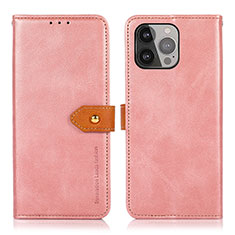 Leather Case Stands Flip Cover L29 Holder for Apple iPhone 14 Pro Rose Gold