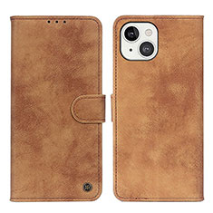 Leather Case Stands Flip Cover L30 Holder for Apple iPhone 14 Plus Brown