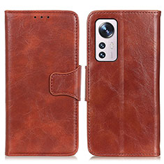 Leather Case Stands Flip Cover M02L Holder for Xiaomi Mi 12 5G Brown