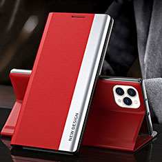 Leather Case Stands Flip Cover M05 Holder for Apple iPhone 15 Pro Red