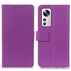 Leather Case Stands Flip Cover M08L Holder for Xiaomi Mi 12 Pro 5G Purple