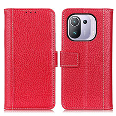 Leather Case Stands Flip Cover M14L Holder for Xiaomi Mi 11 Pro 5G Red