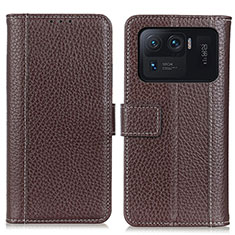 Leather Case Stands Flip Cover M14L Holder for Xiaomi Mi 11 Ultra 5G Brown