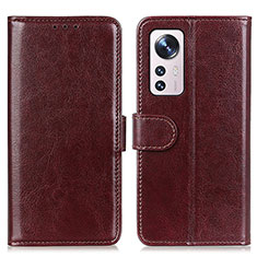 Leather Case Stands Flip Cover M15L Holder for Xiaomi Mi 12 Pro 5G Brown