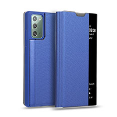 Leather Case Stands Flip Cover N01 Holder for Samsung Galaxy Note 20 5G Blue