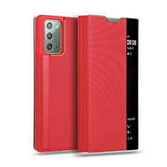 Leather Case Stands Flip Cover N01 Holder for Samsung Galaxy Note 20 5G Red