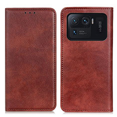 Leather Case Stands Flip Cover N01P Holder for Xiaomi Mi 11 Ultra 5G Brown