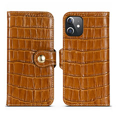 Leather Case Stands Flip Cover N02 Holder for Apple iPhone 12 Mini Brown