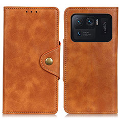 Leather Case Stands Flip Cover N03P Holder for Xiaomi Mi 11 Ultra 5G Brown
