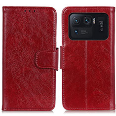 Leather Case Stands Flip Cover N05P Holder for Xiaomi Mi 11 Ultra 5G Red