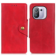 Leather Case Stands Flip Cover N06P Holder for Xiaomi Mi 11 Pro 5G Red