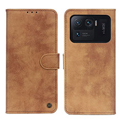 Leather Case Stands Flip Cover N06P Holder for Xiaomi Mi 11 Ultra 5G Brown