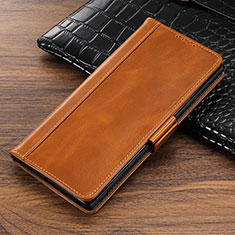 Leather Case Stands Flip Cover P01 Holder for Samsung Galaxy Note 10 5G Orange