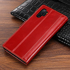 Leather Case Stands Flip Cover P01 Holder for Samsung Galaxy Note 10 Plus Red