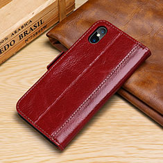 Leather Case Stands Flip Cover P05 Holder for Apple iPhone Xs Red