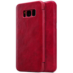 Leather Case Stands Flip Cover S01 for Samsung Galaxy S8 Red