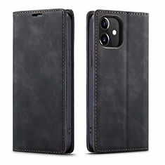 Leather Case Stands Flip Cover T01 Holder for Apple iPhone 12 Mini Black