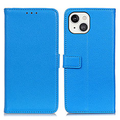 Leather Case Stands Flip Cover T01 Holder for Apple iPhone 14 Blue