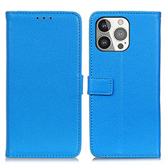 Leather Case Stands Flip Cover T01 Holder for Apple iPhone 15 Pro Blue