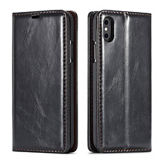 Leather Case Stands Flip Cover T01 Holder for Apple iPhone Xs Black