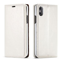 Leather Case Stands Flip Cover T01 Holder for Apple iPhone Xs White