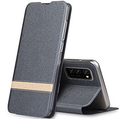 Leather Case Stands Flip Cover T01 Holder for Huawei Honor V30 5G Gray