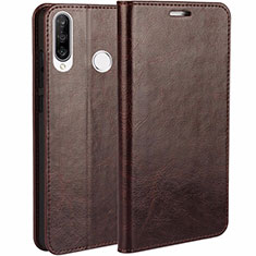 Leather Case Stands Flip Cover T01 Holder for Huawei Nova 4e Brown