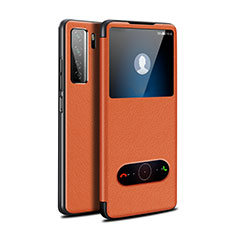 Leather Case Stands Flip Cover T01 Holder for Huawei P40 Lite 5G Orange