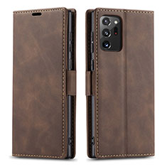 Leather Case Stands Flip Cover T01 Holder for Samsung Galaxy Note 20 Ultra 5G Brown