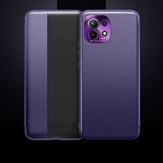Leather Case Stands Flip Cover T01 Holder for Xiaomi Mi 11 Lite 5G Purple