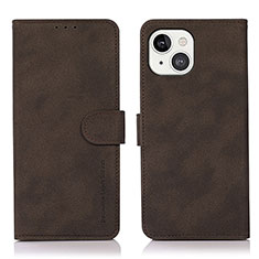 Leather Case Stands Flip Cover T02 Holder for Apple iPhone 13 Mini Brown