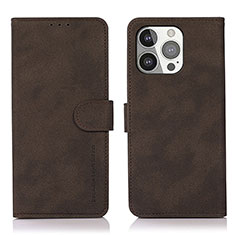 Leather Case Stands Flip Cover T02 Holder for Apple iPhone 13 Pro Max Brown