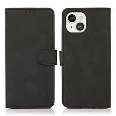 Leather Case Stands Flip Cover T02 Holder for Apple iPhone 14 Black