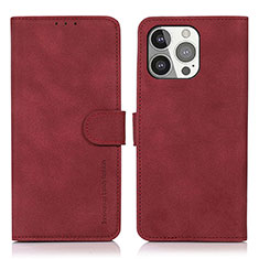 Leather Case Stands Flip Cover T02 Holder for Apple iPhone 15 Pro Max Red