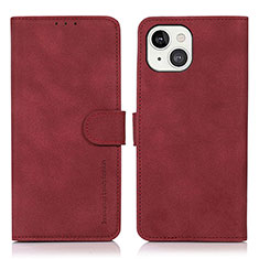 Leather Case Stands Flip Cover T02 Holder for Apple iPhone 15 Red