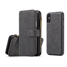 Leather Case Stands Flip Cover T02 Holder for Apple iPhone Xs Black