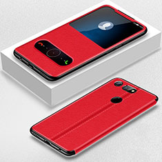 Leather Case Stands Flip Cover T02 Holder for Huawei Honor V20 Red