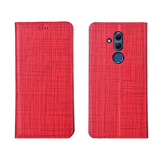 Leather Case Stands Flip Cover T02 Holder for Huawei Mate 20 Lite Red