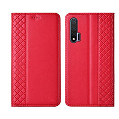 Leather Case Stands Flip Cover T02 Holder for Huawei Nova 6 Red