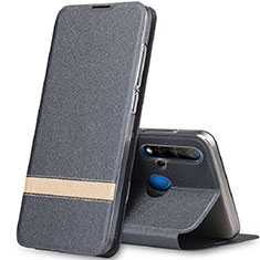 Leather Case Stands Flip Cover T02 Holder for Huawei P20 Lite (2019) Dark Gray