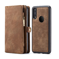 Leather Case Stands Flip Cover T02 Holder for Huawei P20 Lite Brown