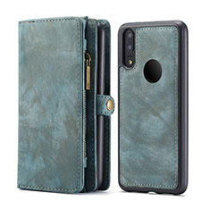Leather Case Stands Flip Cover T02 Holder for Huawei P20 Lite Cyan