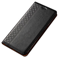 Leather Case Stands Flip Cover T02 Holder for Samsung Galaxy A80 Black