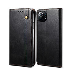 Leather Case Stands Flip Cover T02 Holder for Xiaomi Mi 11 Lite 5G Black