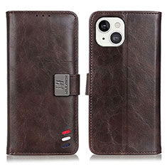 Leather Case Stands Flip Cover T03 Holder for Apple iPhone 13 Brown