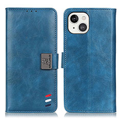 Leather Case Stands Flip Cover T03 Holder for Apple iPhone 14 Blue