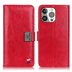 Leather Case Stands Flip Cover T03 Holder for Apple iPhone 14 Pro Red