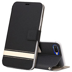Leather Case Stands Flip Cover T03 Holder for Oppo R17 Neo Black