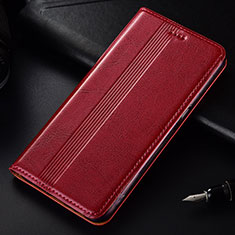Leather Case Stands Flip Cover T03 Holder for Samsung Galaxy Note 10 Plus 5G Red